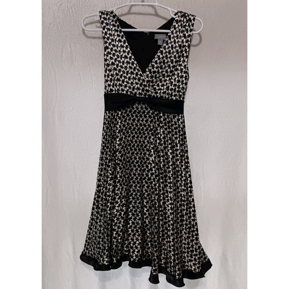 Rabbit Rabbit‎ Rabbit Black And White Satin Houndstooth Knee-length Dress Sz 6